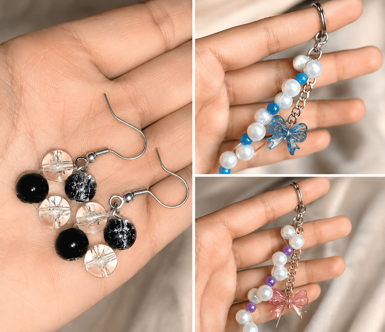Midnight charm beaded earring — view 1